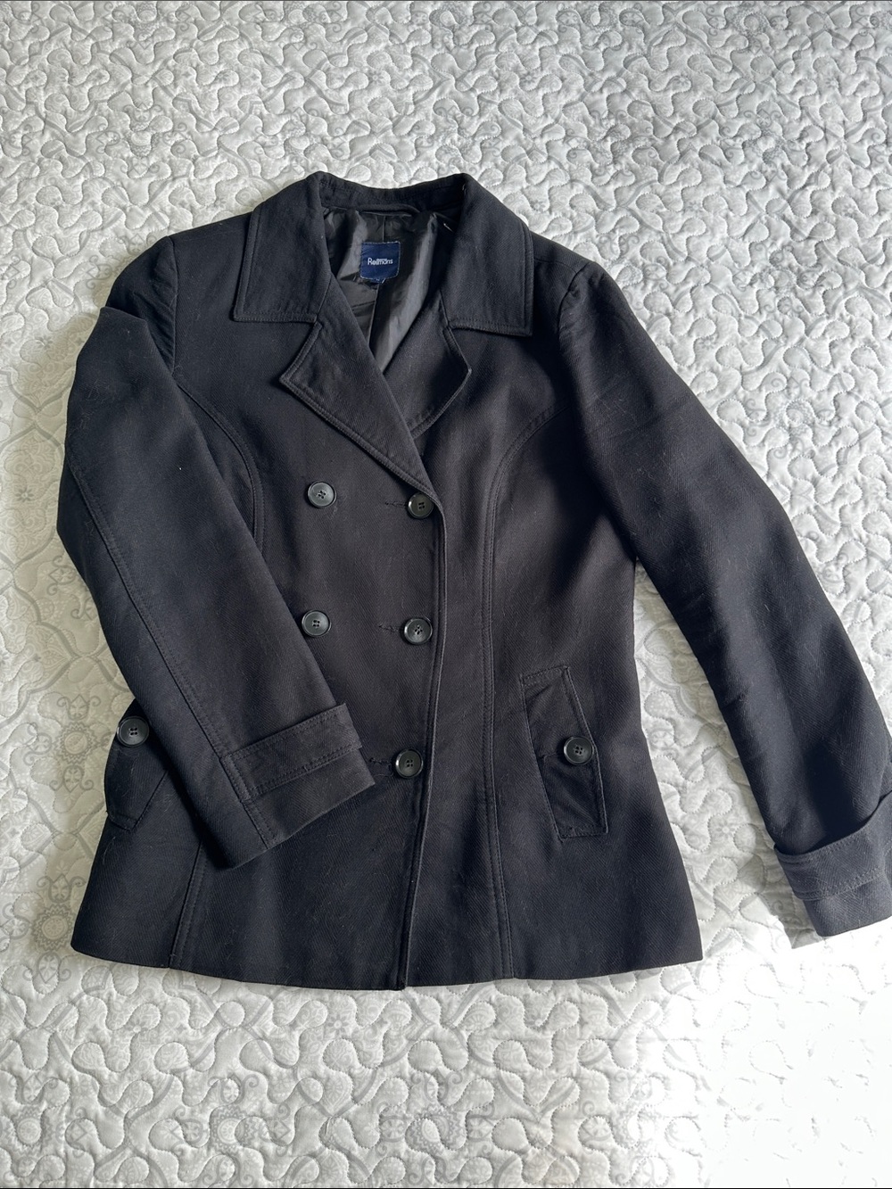 Reitmans Black Double-Breasted Pea Coat